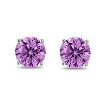 Load image into Gallery viewer, Butterfly Back 4 Prong Stud Earrings Round Casting Simulated Lavender Cubic Zirconia 925 Sterling Silver Size-5mm