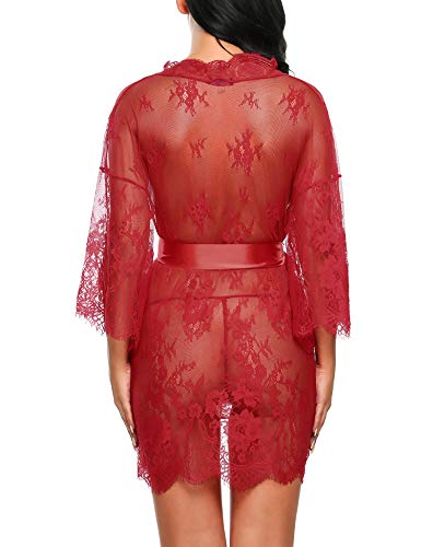 Avidlove Sexy Robes for Women Boudoir Lingerie Women's Lace Kimono Rob –  Amtastic