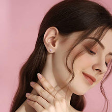 Load image into Gallery viewer, Women 925 Sterling Silver 6mm Heart Stud Earrings Pink Tourmaline Crystal Cubic Zirconia CZ October Birthstone Earring Studs Hypoallergenic Earring for Sensitive Ears