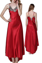 Load image into Gallery viewer, Asherbaby Women's Nightdress Satin Nightgowns Long Chemise Sleepwear Red XXL