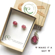 Load image into Gallery viewer, Natural Raw Ruby Stud Earrings - Pink Crystal in Italian Sterling Silver - For Bridesmaid, Bride, Girlfriend