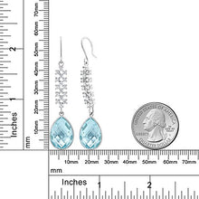 Load image into Gallery viewer, Gem Stone King 18.00 Ct Stunning Genuine Blue Topaz Gemstone Birthstone 16X12MM Pear Shape 925 Sterling Silver 2inches Dangle Earrings