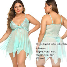 Load image into Gallery viewer, Avidlove Women Lingerie Babydoll Lace Nightdress V Neck Sleepwear Mesh Chemise Apple Green