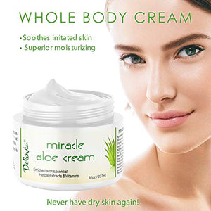 Face & Body Miracle Aloe Vera Moisturizing Cream - Facial Moisturizer Lotion – Day & Night Hydrating Skin Care for Dry, Aging, Sensitive Skin, Eczema, Psoriasis, (8 oz), for Men & Women. by Deluvia