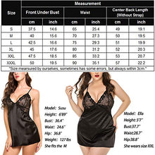 Load image into Gallery viewer, Avidlove Women Lingerie V Neck Nightwear Satin Sleepwear Lace Chemise Mini Teddy Black S