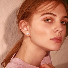 Load image into Gallery viewer, Women 925 Sterling Silver 6mm Heart Stud Earrings Pink Tourmaline Crystal Cubic Zirconia CZ October Birthstone Earring Studs Hypoallergenic Earring for Sensitive Ears