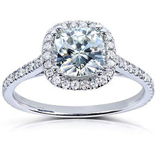 Load image into Gallery viewer, Kobelli Cushion-cut Moissanite Engagement Ring 1 1/3 CTW 14k White Gold, Size 8
