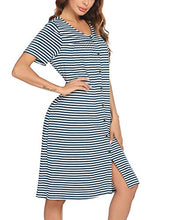 Load image into Gallery viewer, Ekouaer Sleepwear Lightweight Cotton Robe Button Front Housecoat Short Nightgown House Dress (Peacock Blue L)