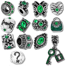 ギャラリービューアに画像を読み込み、Timeline Treasures European Charm Bracelet Charms and Beads for Women, DIY Jewelry, Birthstone Green May Emerald