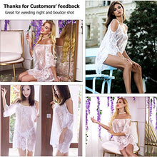 Load image into Gallery viewer, Avidlove Women Sexy Lingerie Cold Shoulder Eyelash Lace Babydoll(White,3XL)