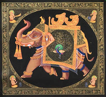ギャラリービューアに画像を読み込み、Indian Ganesha Elephant Peacock Decor Art Handmade Miniature Rajasthan Painting