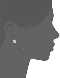 Sterling Silver Swarovski Crystal Halo Pink Stud Earrings