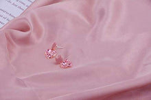 Cargar imagen en el visor de la galería, Falasoso Pink Stud Earrings For Women, Titanium Cubic Zirconia Hypoallergenic Heart Dangle Crystals 925 Sterling Silver Cute Earrings For Girls

