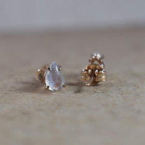Stud Earrings. Natural rainbow moonston earring, rose gold plating earring, 925 sterling silver.
