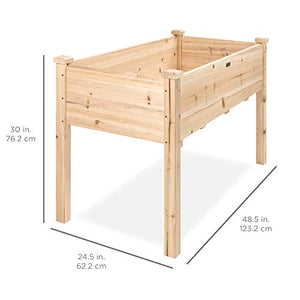 Best Choice Products Raised Garden Bed 48x24x30in Elevated Wood Planter Box Stand for Backyard, Patio - Natural