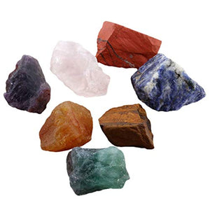 SUNYIK 7 Chakra Stones Set, Natural Rough Raw Stone for Tumbling,Cabbing,Crystal Healing Kits