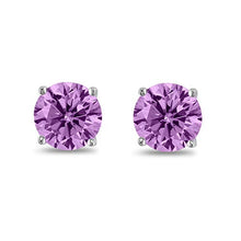 Load image into Gallery viewer, Butterfly Back 4 Prong Stud Earrings Round Casting Simulated Lavender Cubic Zirconia 925 Sterling Silver Size-5mm
