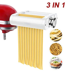 ANTREE Pasta Maker Attachment 3 in 1 Set for KitchenAid Stand Mixers Included Pasta Sheet Roller, Spaghetti Cutter, Fettuccine Cutter Maker Accessories and Cleaning Brush