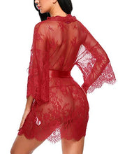 Cargar imagen en el visor de la galería, Avidlove Sexy Robes for Women Boudoir Lingerie Women&#39;s Lace Kimono Robe Babydoll Lingerie Mesh Nightgown Dark Red S
