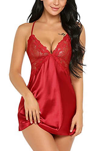 Avidlove Women Bridal Robe Satin Nightgown Lace Lingerie Set Sexy Baby –  Amtastic