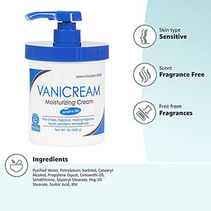 Vanicream Moisturizing Cream with Pump White Fragrance Free, 16 Ounce