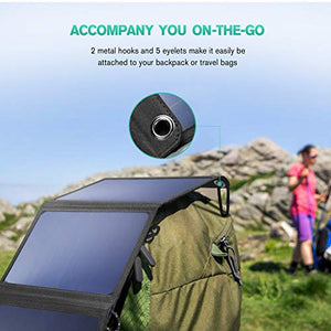 Solar Charger, Nekteck 28W Foldable Portable Solar Charger, Waterproof Camping Gear Sunpowered Charger with 2 USB Port for iPhone 12/11/Xs, iPad, MacBook, Samsung Galaxy, Tablet and Any USB Devices