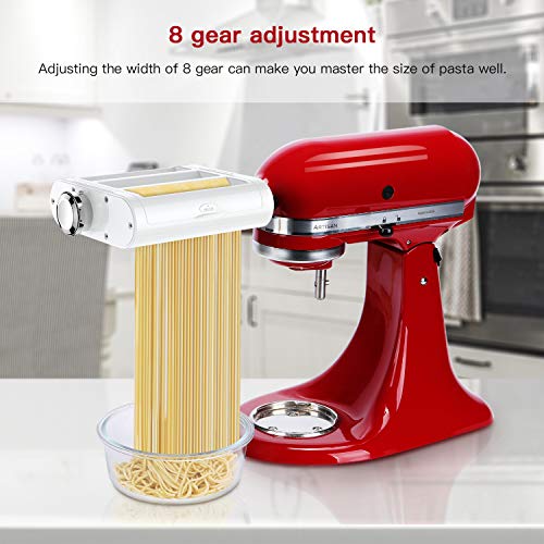 Pasta Maker Attachment for KitchenAid Stand Mixers 3 in 1 Set Includes  Pasta Roller Spaghetti Cutter & Fettuccine Cutter, Pasta Attachment for