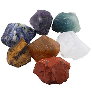 SUNYIK 7 Chakra Stones Set, Natural Rough Raw Stone for Tumbling,Cabbing,Crystal Healing Kits