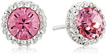 Cargar imagen en el visor de la galería, Sterling Silver Swarovski Crystal Halo Pink Stud Earrings
