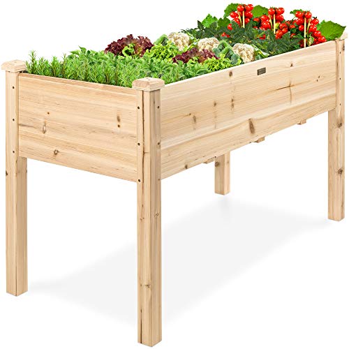 Best Choice Products Raised Garden Bed 48x24x30in Elevated Wood Planter Box Stand for Backyard, Patio - Natural
