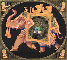 Load image into Gallery viewer, Indian Ganesha Elephant Peacock Decor Art Handmade Miniature Rajasthan Painting
